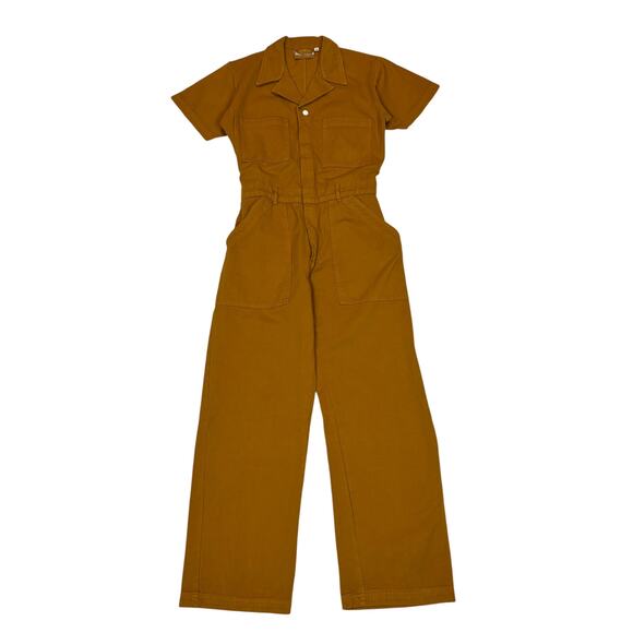 Big Bud Press Gold Short Sleeve Jumpsuit Women's Medium Boho Indie Twee - Picture 1 of 9